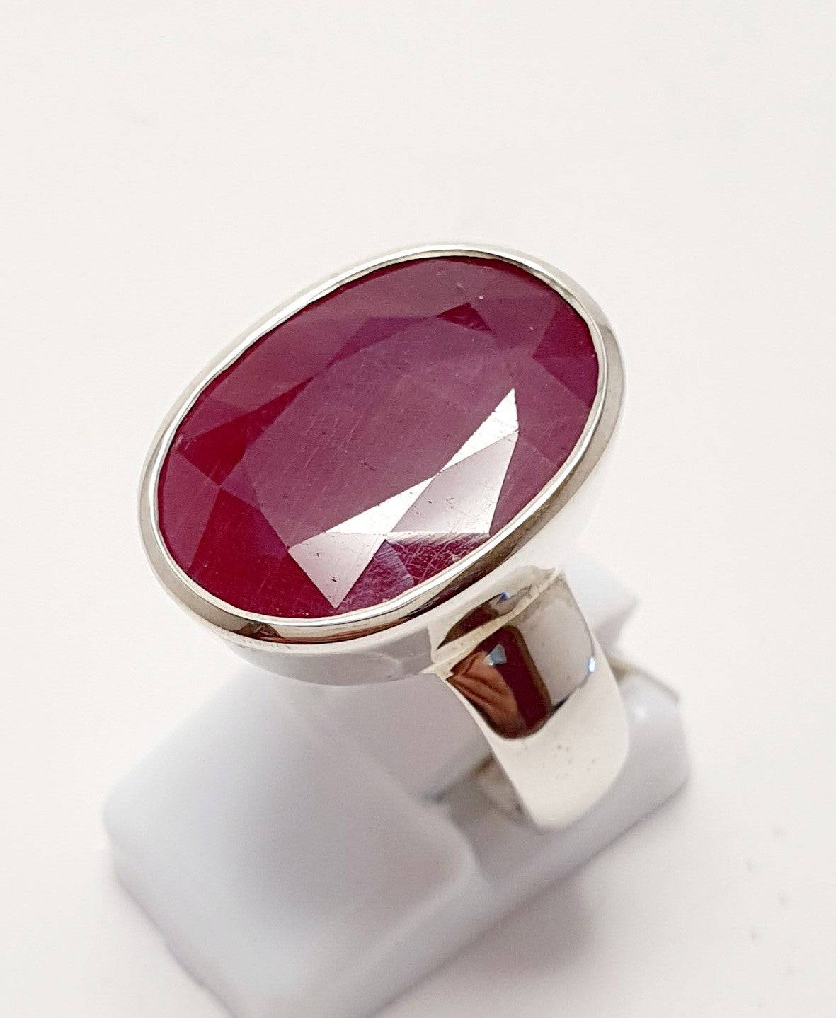 Sterling Silver Ring With Natural African Ruby Ring