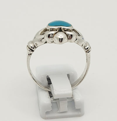 Sterling Silver Turquoise Claddah 13mm Ring Size 9, R1/2