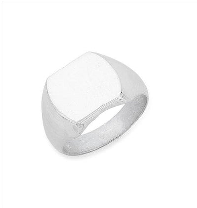 S/S Gents Curved Edge Square Signet Ring. Size Y