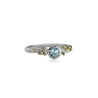 Handmade Sterling silver set with Blue Topaz Ring size Q