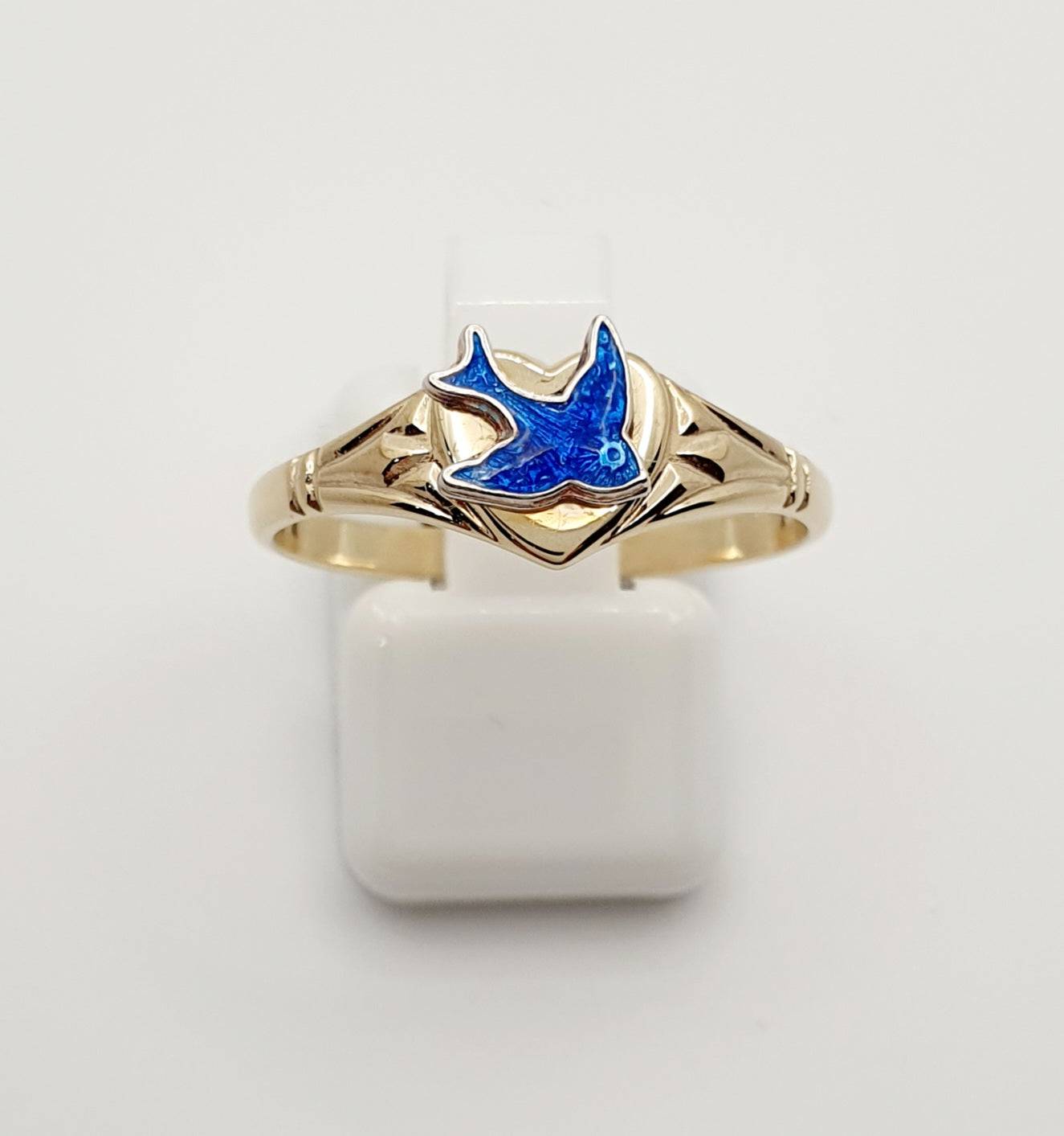 Sterling Silver Emily Heart Bluebird Signet Ring size F