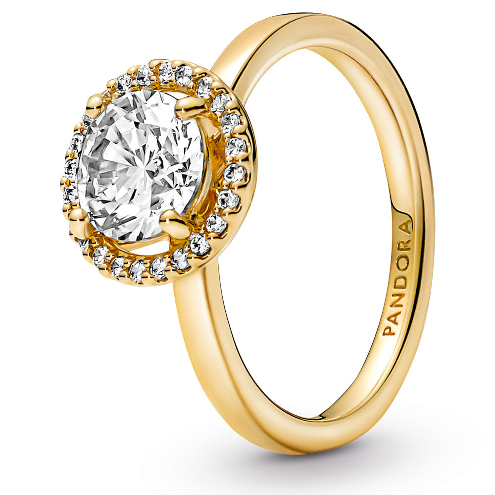 14k Gold-plated ring with clear cubic zirconia Size 60