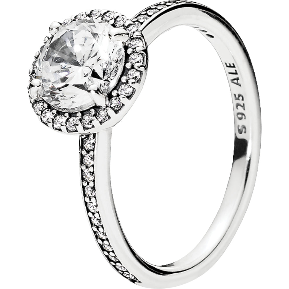 Classic Elegance Silver Ring w Clear CZ Size 58