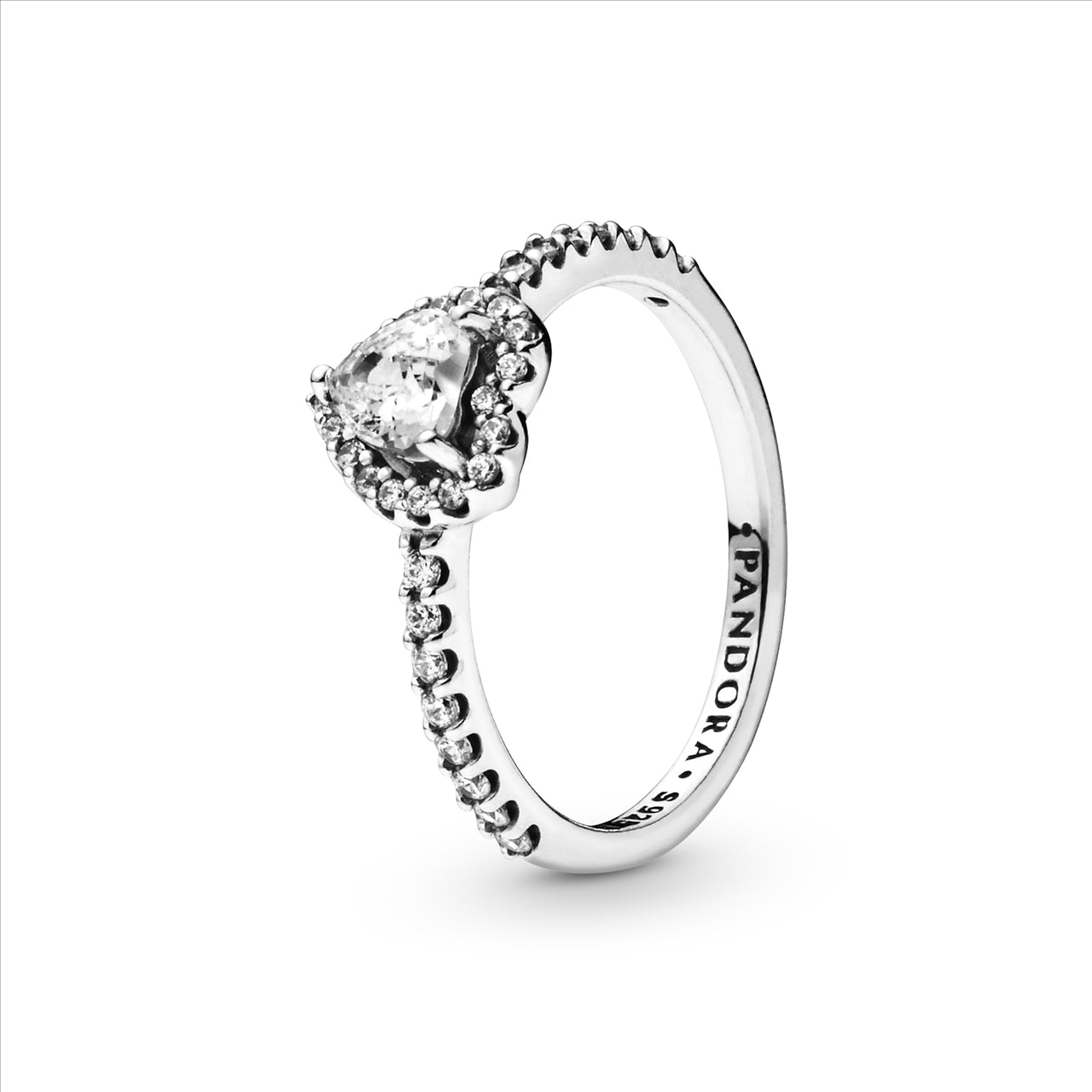 Elevated Heart Silver Ring w CZ Size 58