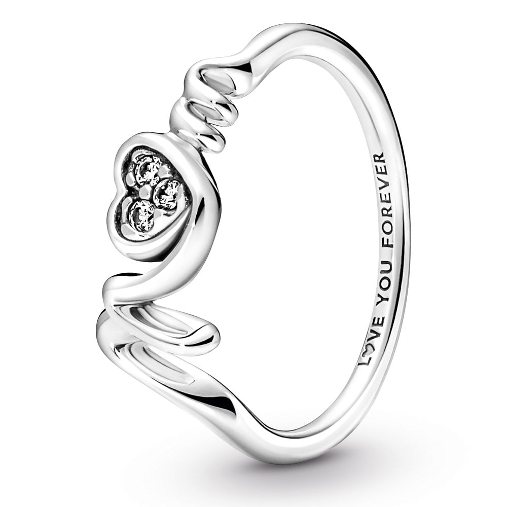 Mom Sterling Silver Ring With Clear Cubic Zirconia Size 58