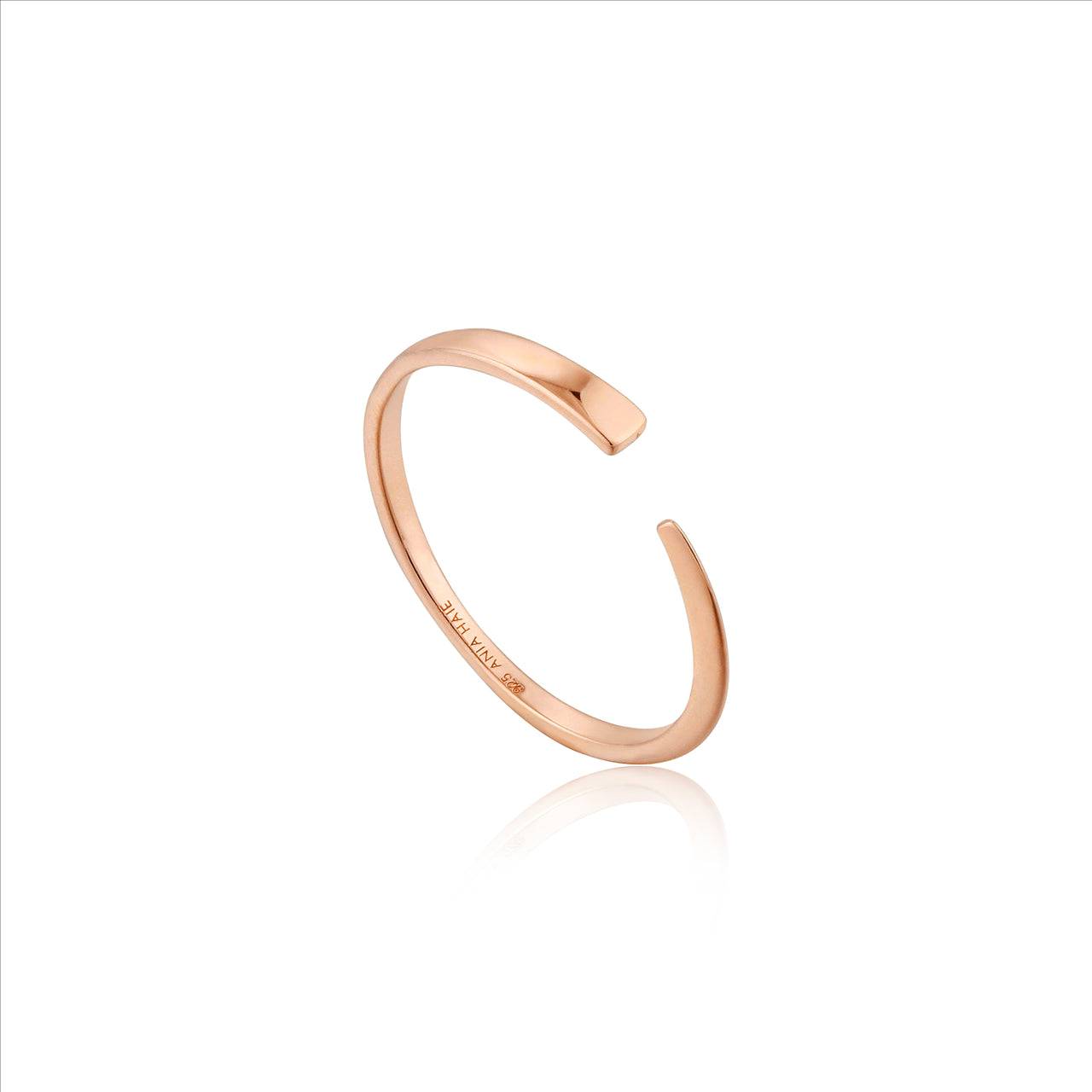 Ania Haie Stering Silver Rose Gold Plated Adjustable Ring