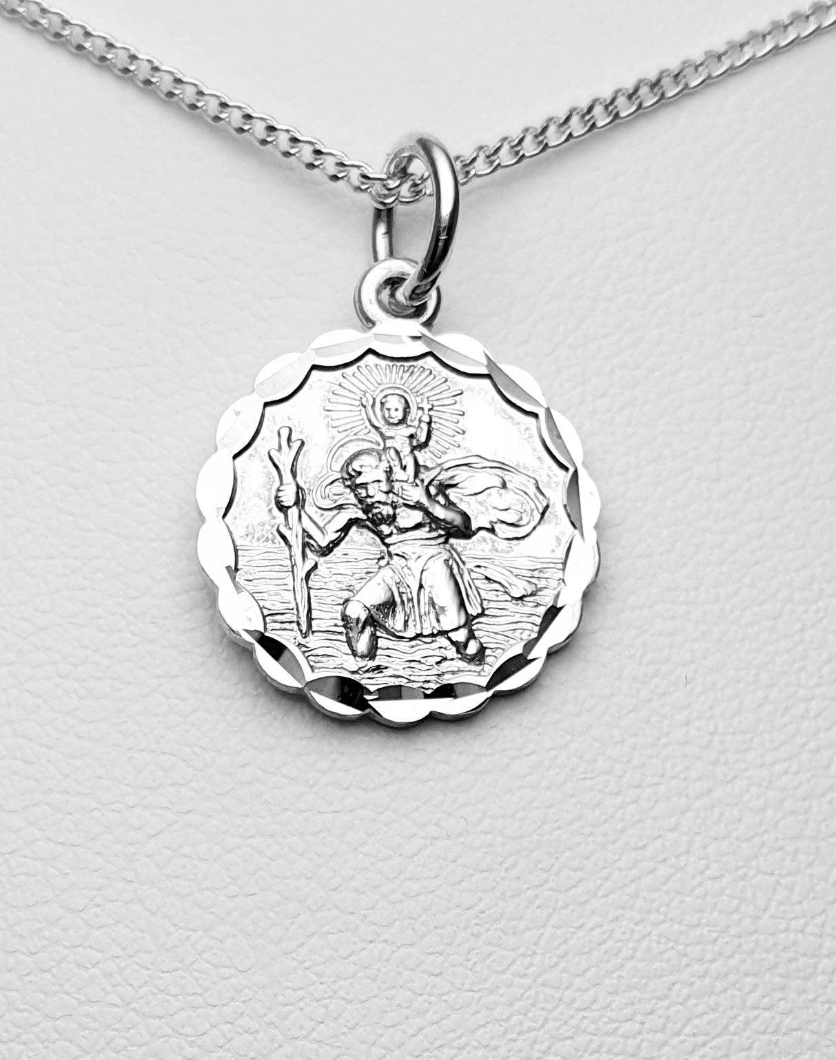 Sterling Silver St. Christopher Medallion. 15mm Diameter