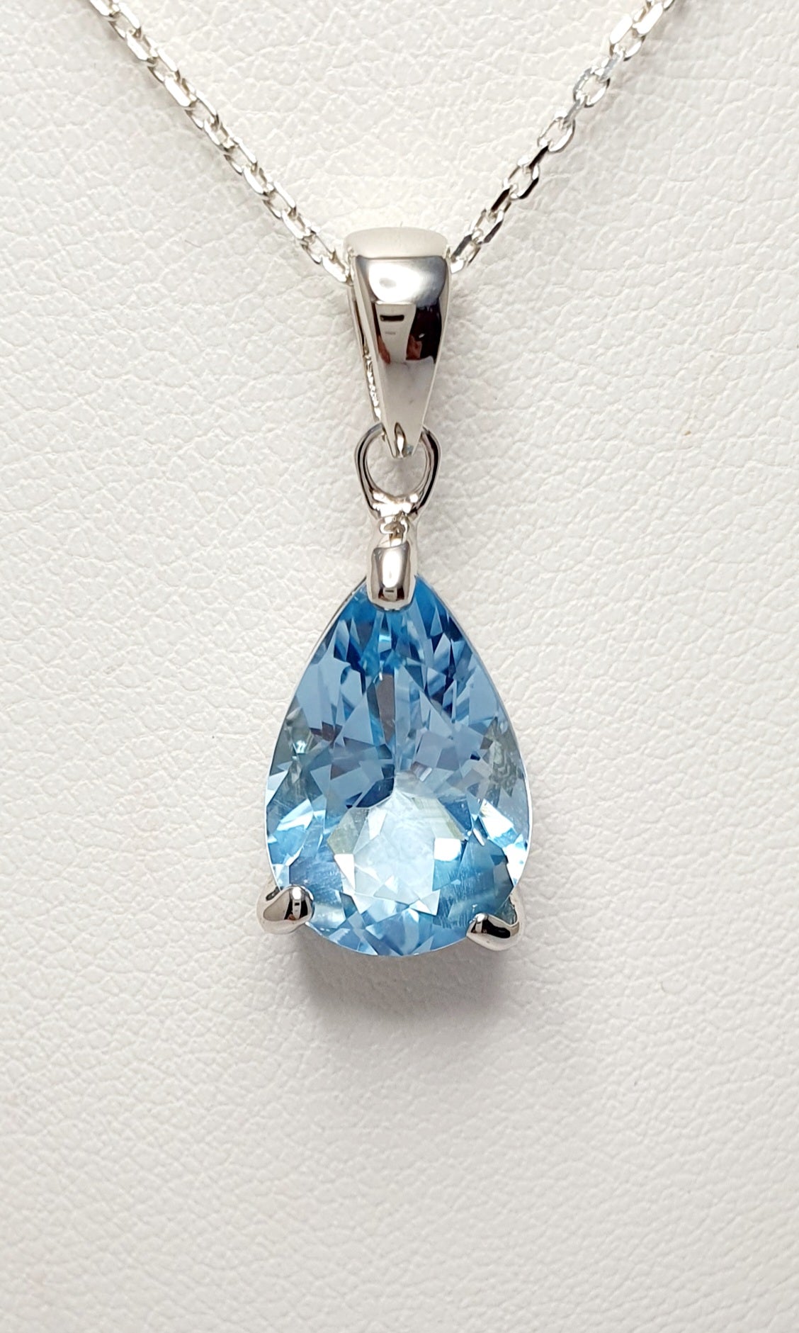 Sterling Silver Pear Shaped Blue Topaz Pendant