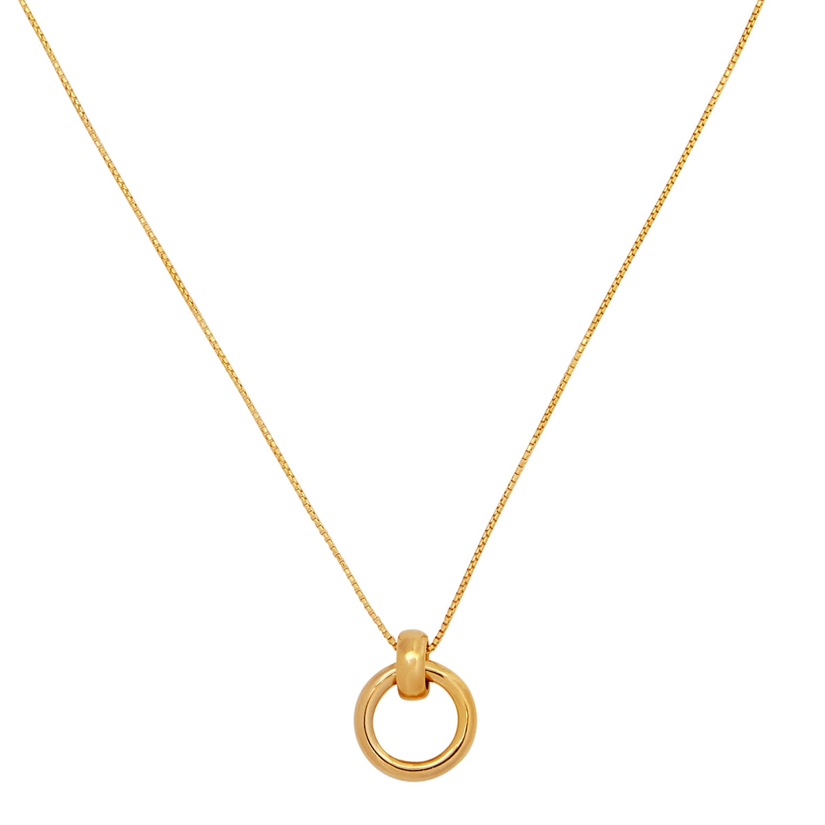Najo 14X17mm Yellow Gold Plated Hollow-Tube Donut Pendant