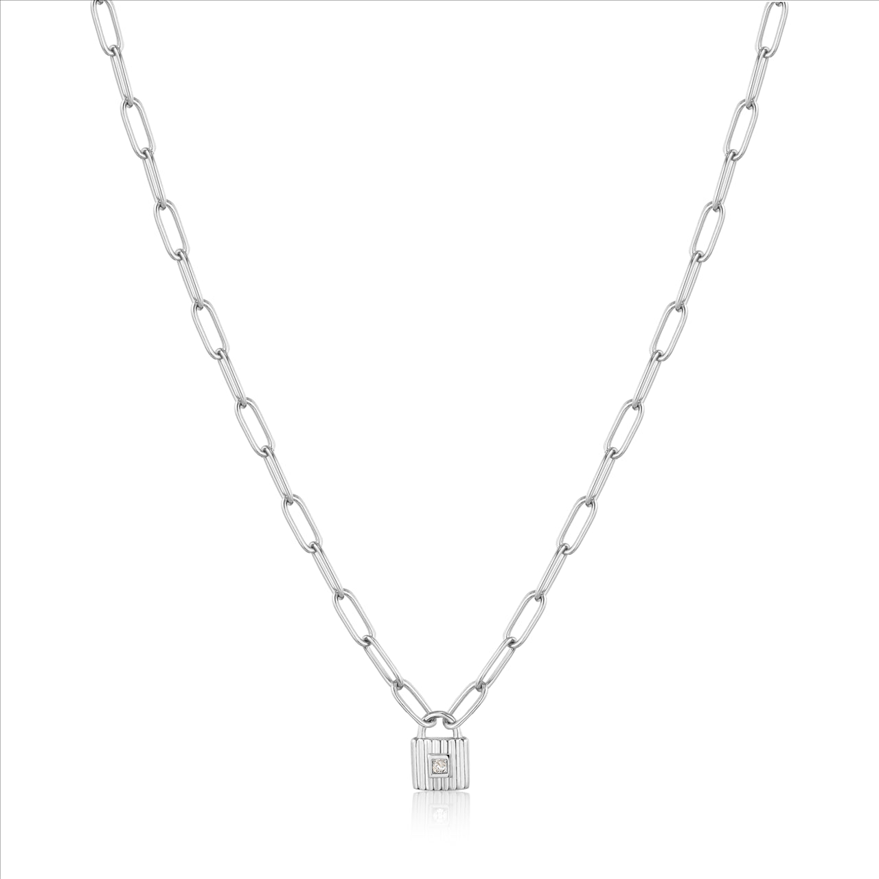 Ania Haie Serling Silver Under Lock & Key Chain Padlock Necklace