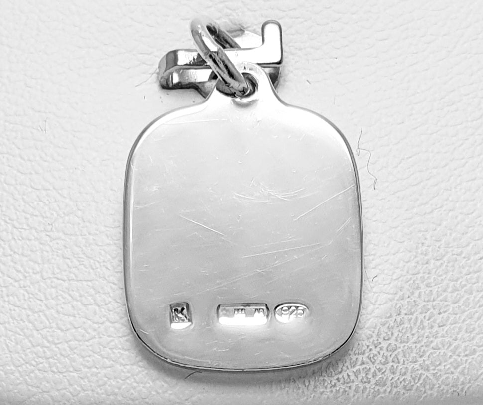 Sterling Silver Mary Medallion. 14mm x 15mm