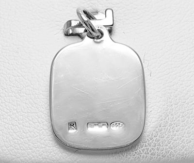 Sterling Silver Mary Medallion. 14mm x 15mm