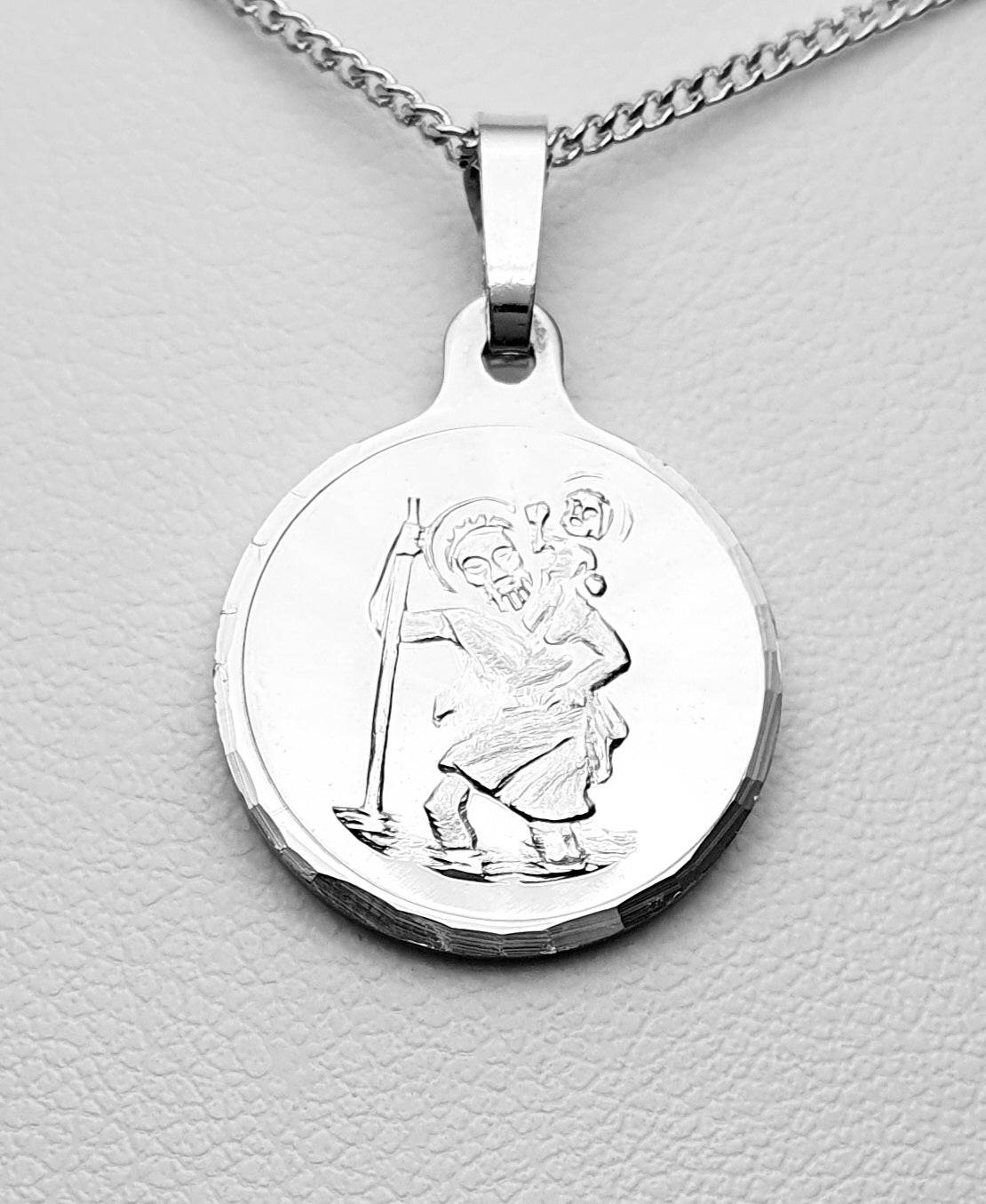 Sterling Silver St. Christopher Medallion. 16mm Diameter