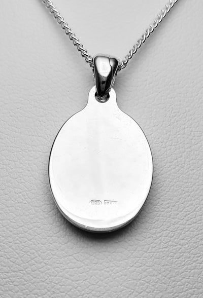 Sterling Silver Oval Mary Medallion. 17mm x 13mm