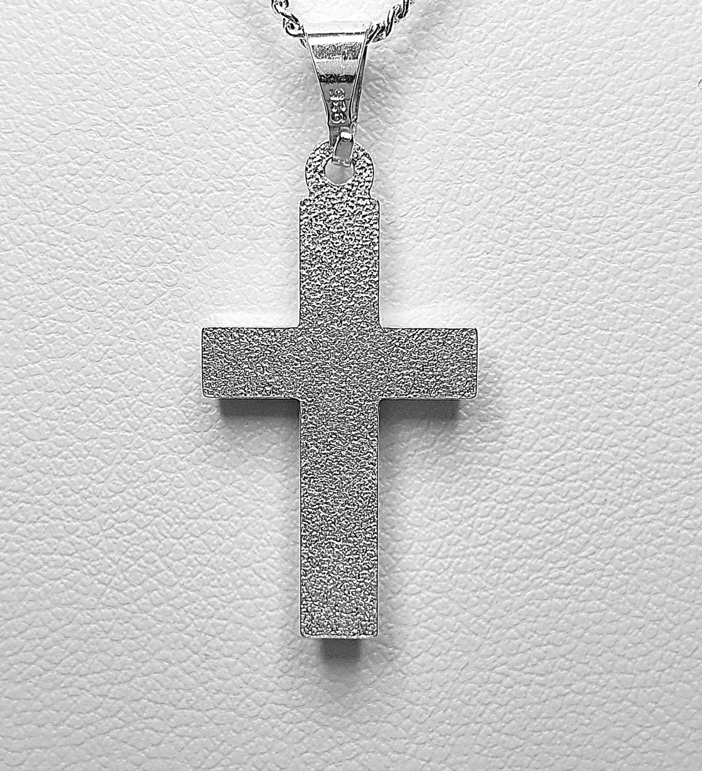 Sterling Silver Matte Finish Crucifix Pendant. 28mm From top of Bail to Bottom of Crucifix.