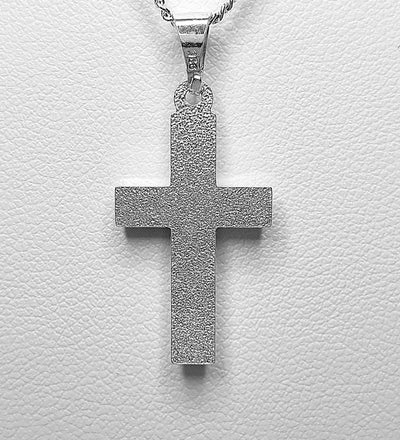 Sterling Silver Matte Finish Crucifix Pendant. 28mm From top of Bail to Bottom of Crucifix.