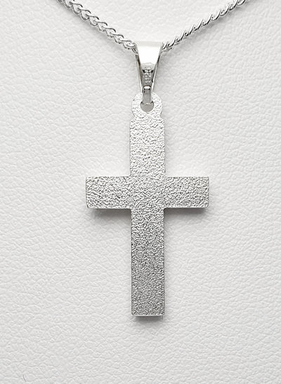 Sterling Silver Matte Finish Cross. 22mm