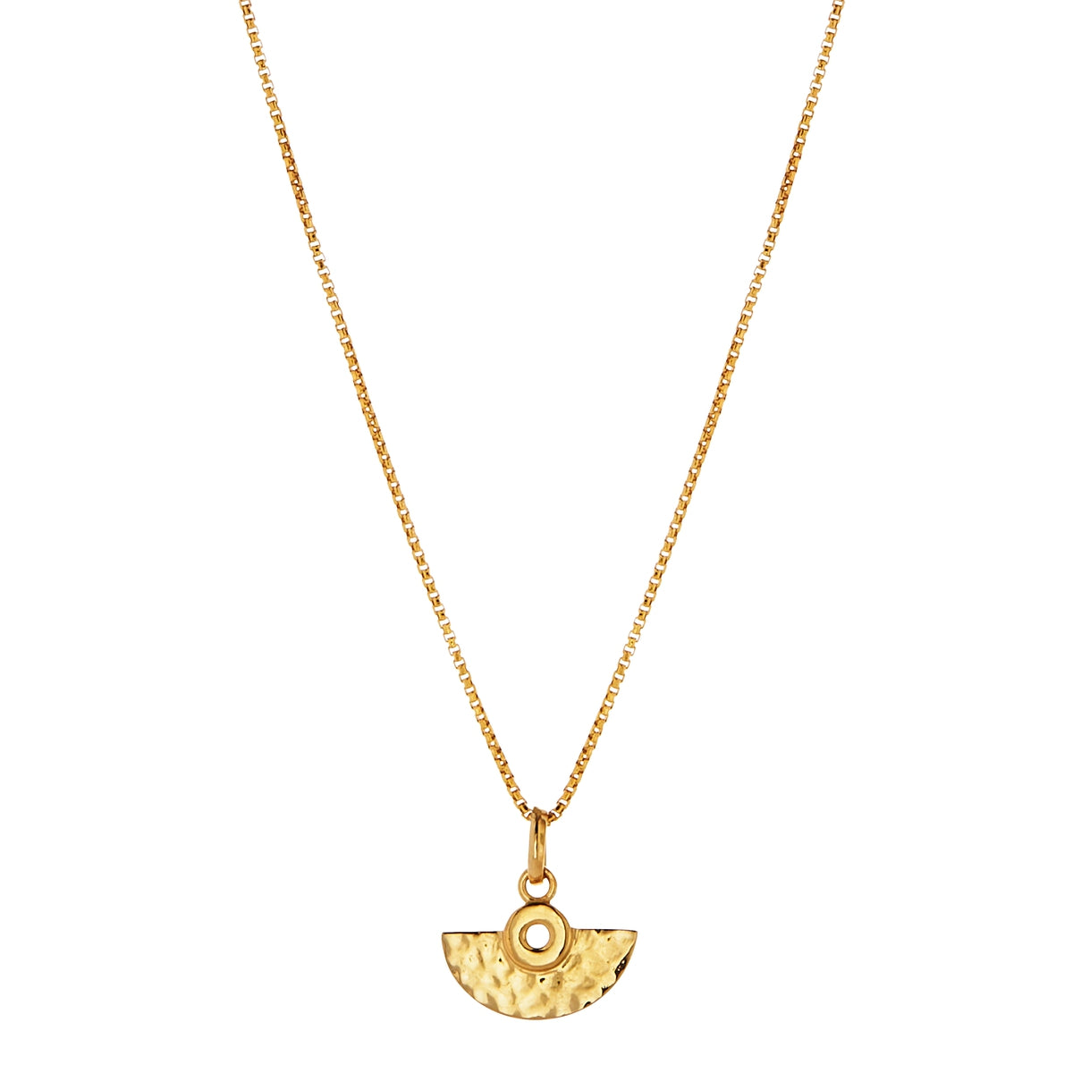13x12mm yellow gold (14k 1mc) plated silver fan pendant on 42cm + ext round box chain