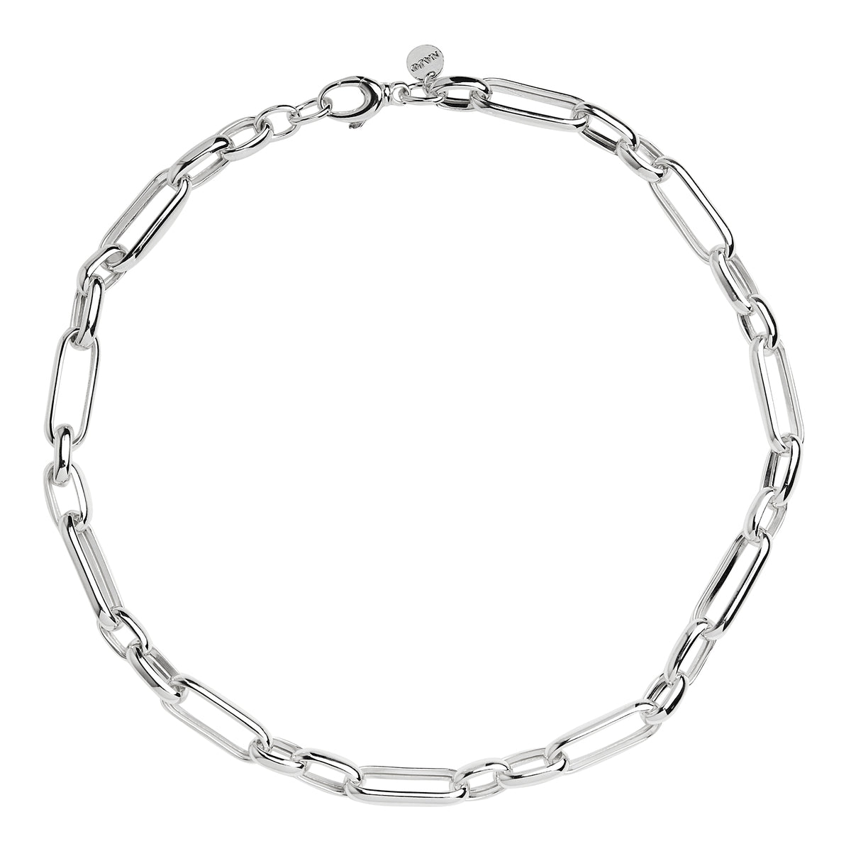 10mm Wide Silver Elongated Link Chain Necklace With Large Parrot Clasp, 45cm