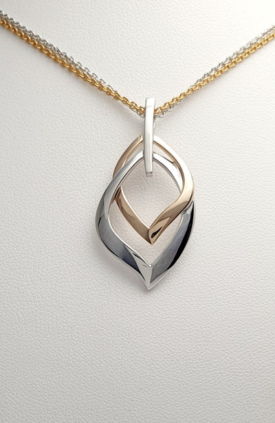 Breuning Sterling Silver Pendant With Rhodium & Rose Gold Plating