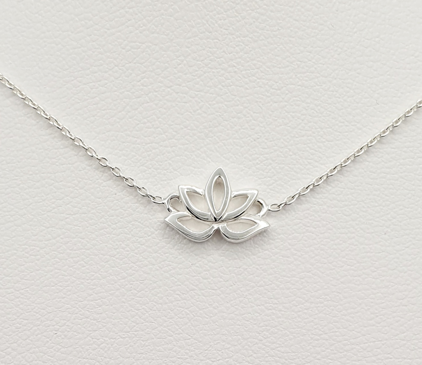 Sterling Silver Lotus Flower Necklace 40cm With 5cm Extension