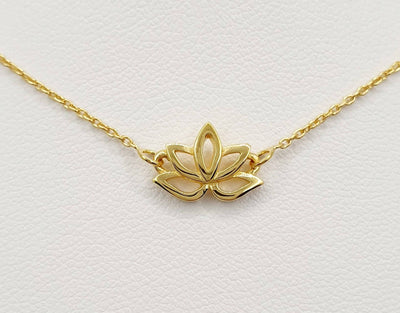 Sterling Silver Gold Plated Lotus Flower Necklace 40cm With 5cm Extension