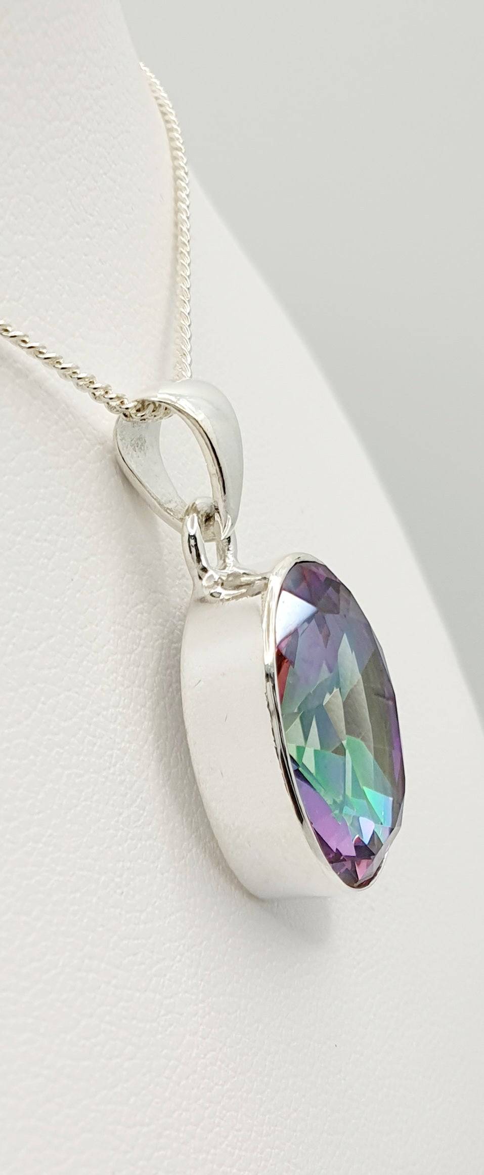 Sterling Silver Mystic Quartz Oval 17mm X 13mm Pendant