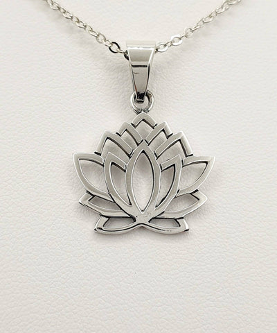 Sterling Silver Lotus Flower 30mm Pendant