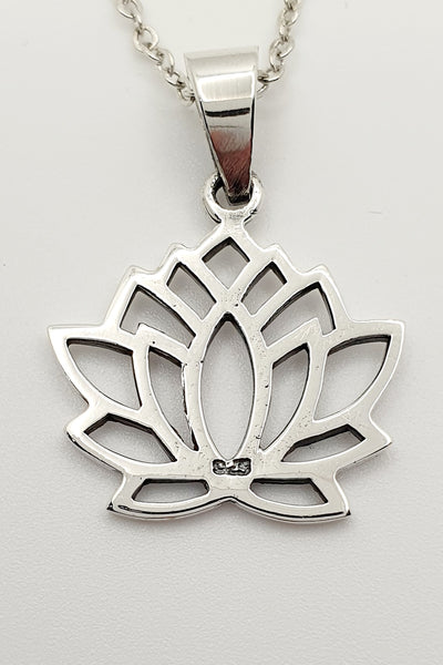 Sterling Silver Lotus Flower 30mm Pendant