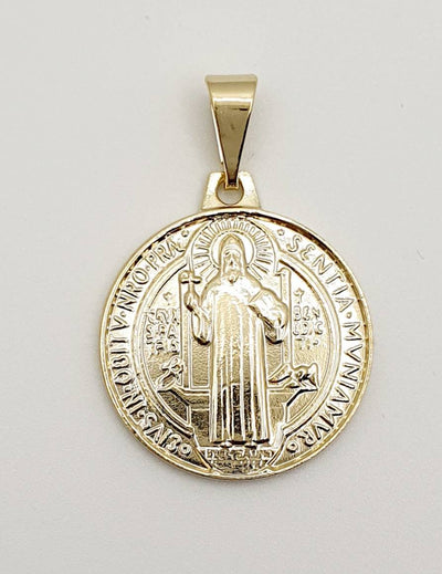 18K Gold, Filled, 21mm Saint Benedict Medal Pendant