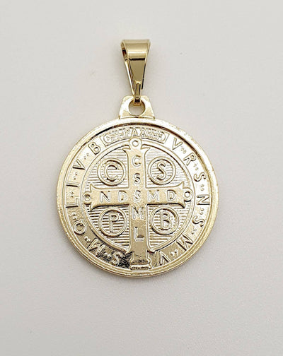 18K Gold, Filled, 21mm Saint Benedict Medal Pendant