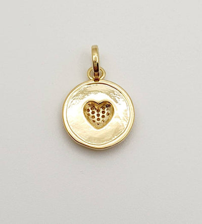 18K Gold, Filled, Spoke Textured Heart Pendant With CZ's