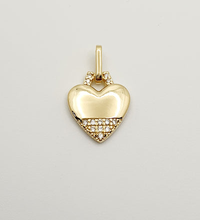 18K Gold, Filled, Heart Pendant With CZ's