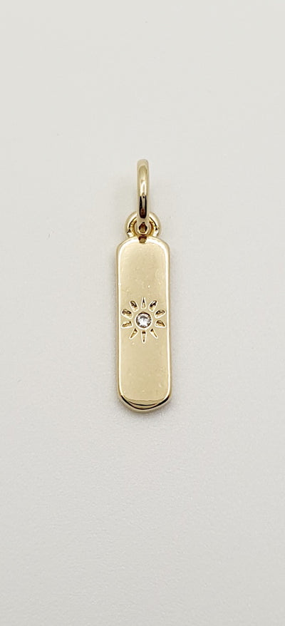 18K Gold, Filled, Sun Bar Pendant with CZ