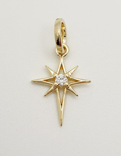 18K Gold, Filled, Mini Star Burst Pendant With CZ