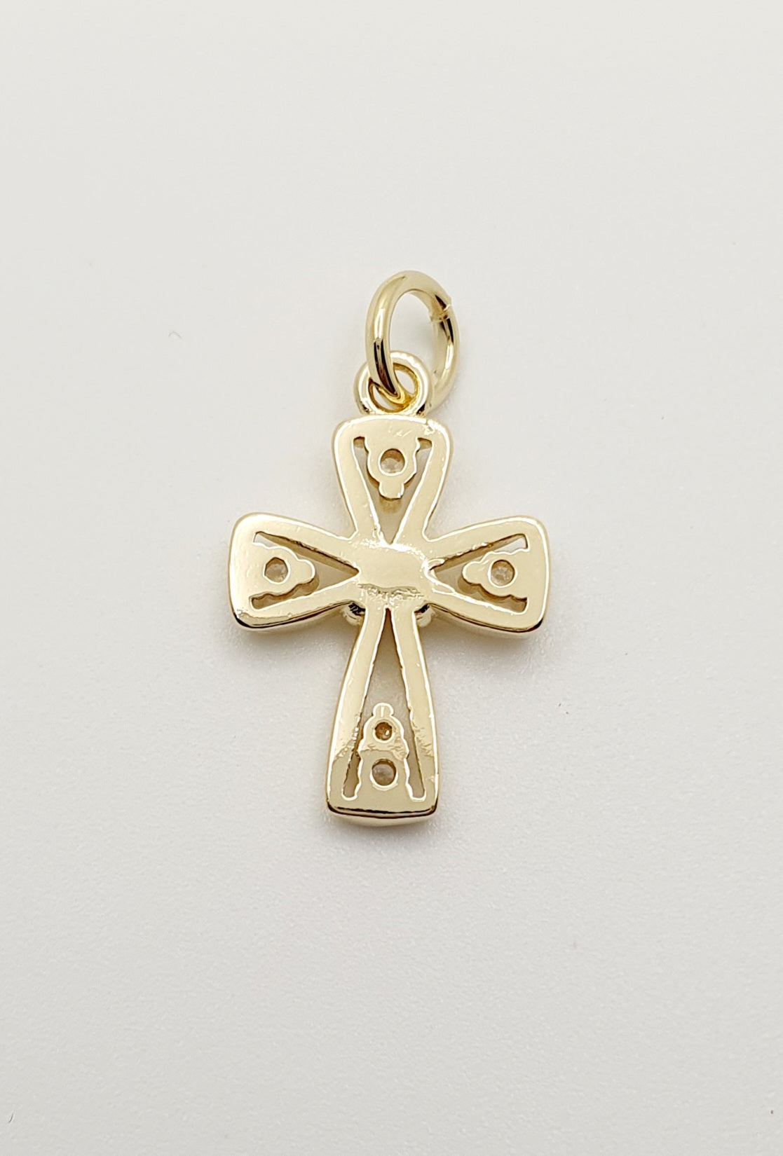 18K Gold, Filled Cross, Set With CZ's