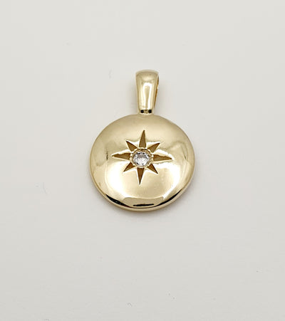 18K Gold, Filled. Starburst Pendant Set With CZ's