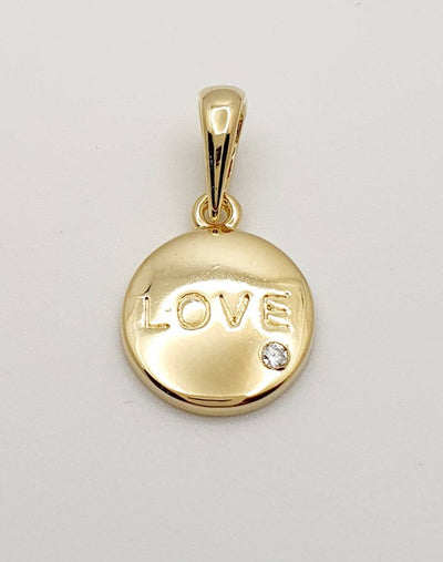 18K Gold, Filled, LOVE Pendant with CZ