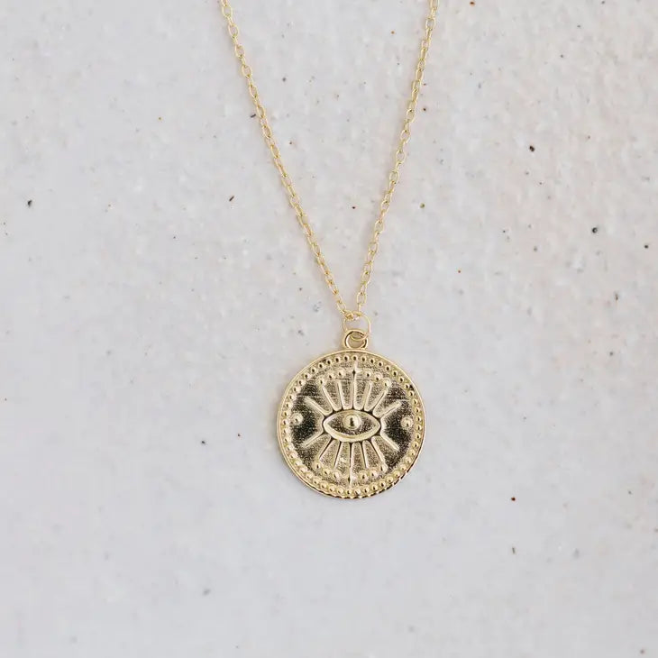 Protector Necklace in Sterling silver & 14K Gold Plated Evil Eye Pendant with Chain