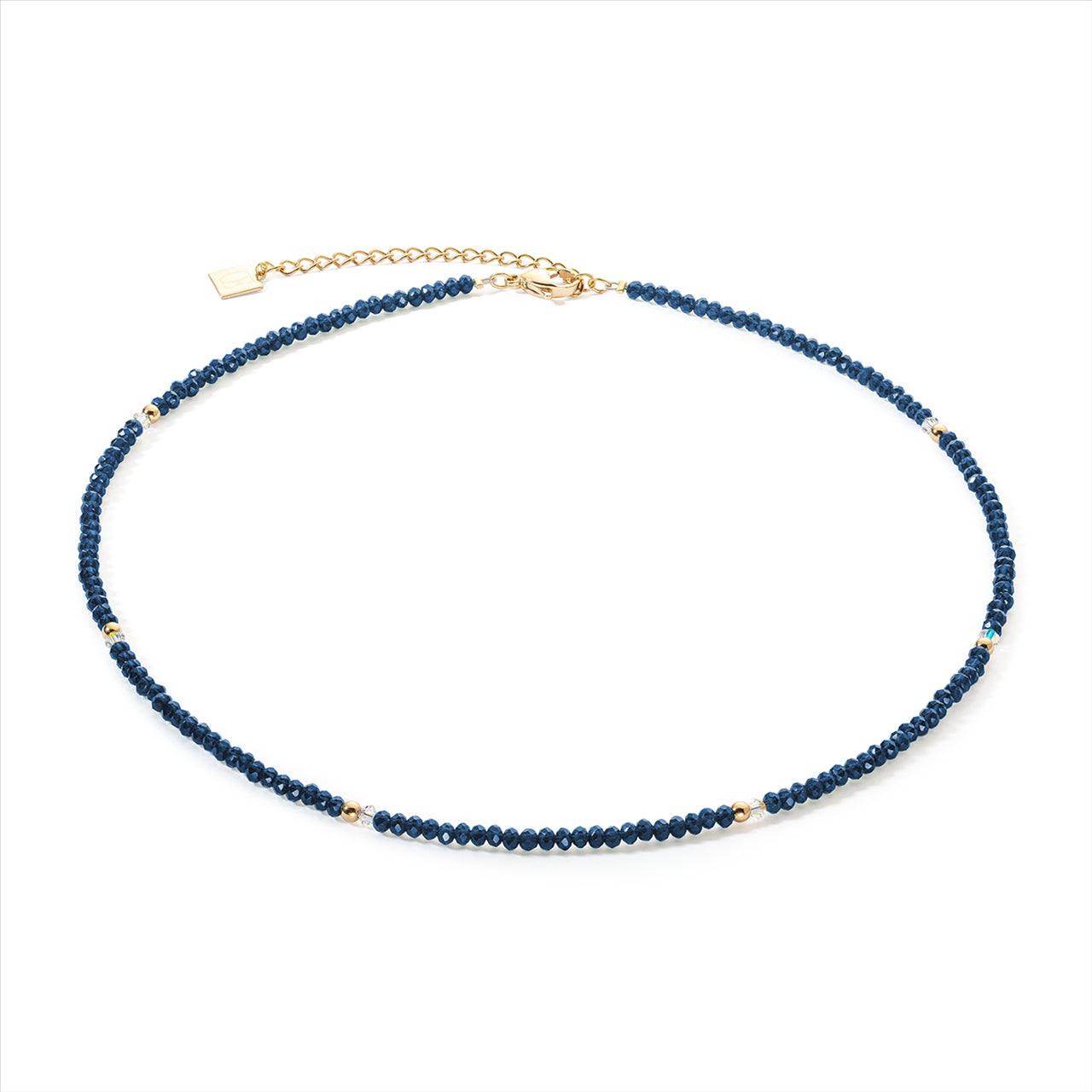 - CL2033/10-0721 - Necklace, gold plated st/steel with navy blue cut glass