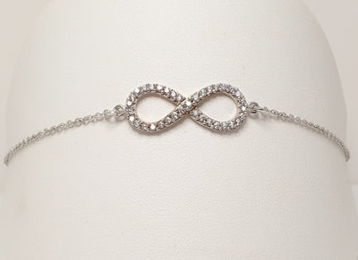 Sterling Silver Infinity Bracelet Set With Cubic Zirconias