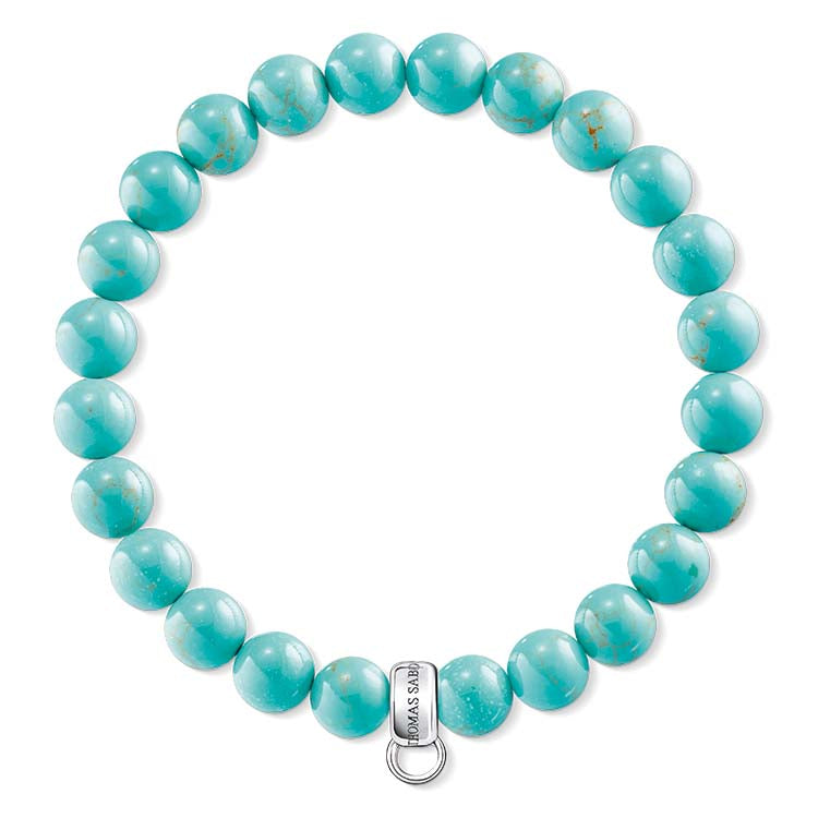 Thomas Sabo Charm Club Imitation. Turquoise Stretch Bracelet 16.5Cm