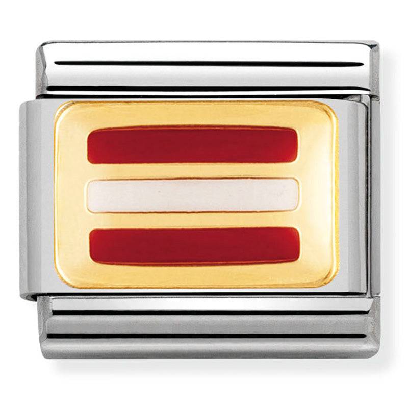 Nomination Comp Classic Europe Austria Flag Stainless Steel, Enamel & 18Ct Gold Charm