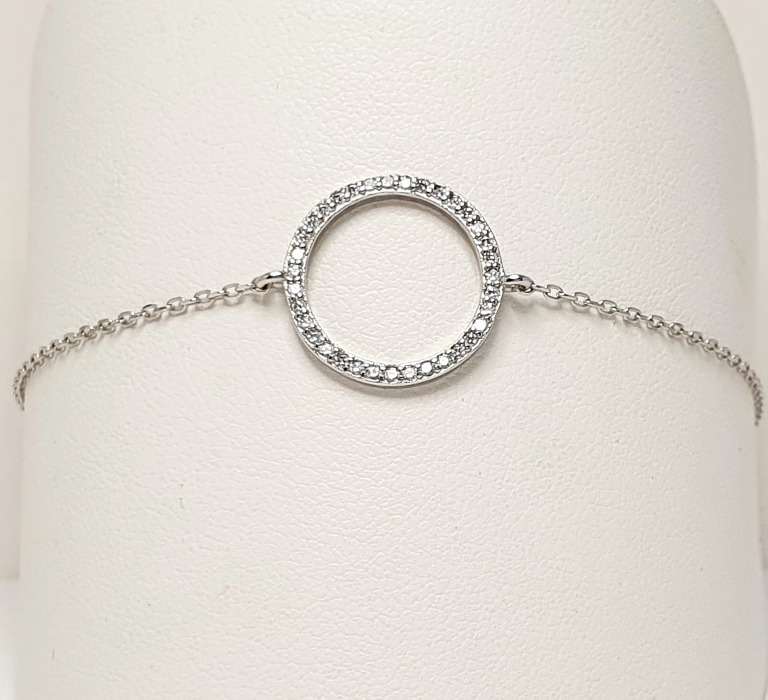 STERLING SILVER BRACELET WITH CUBIC ZIRCONIA SET CIRCLE