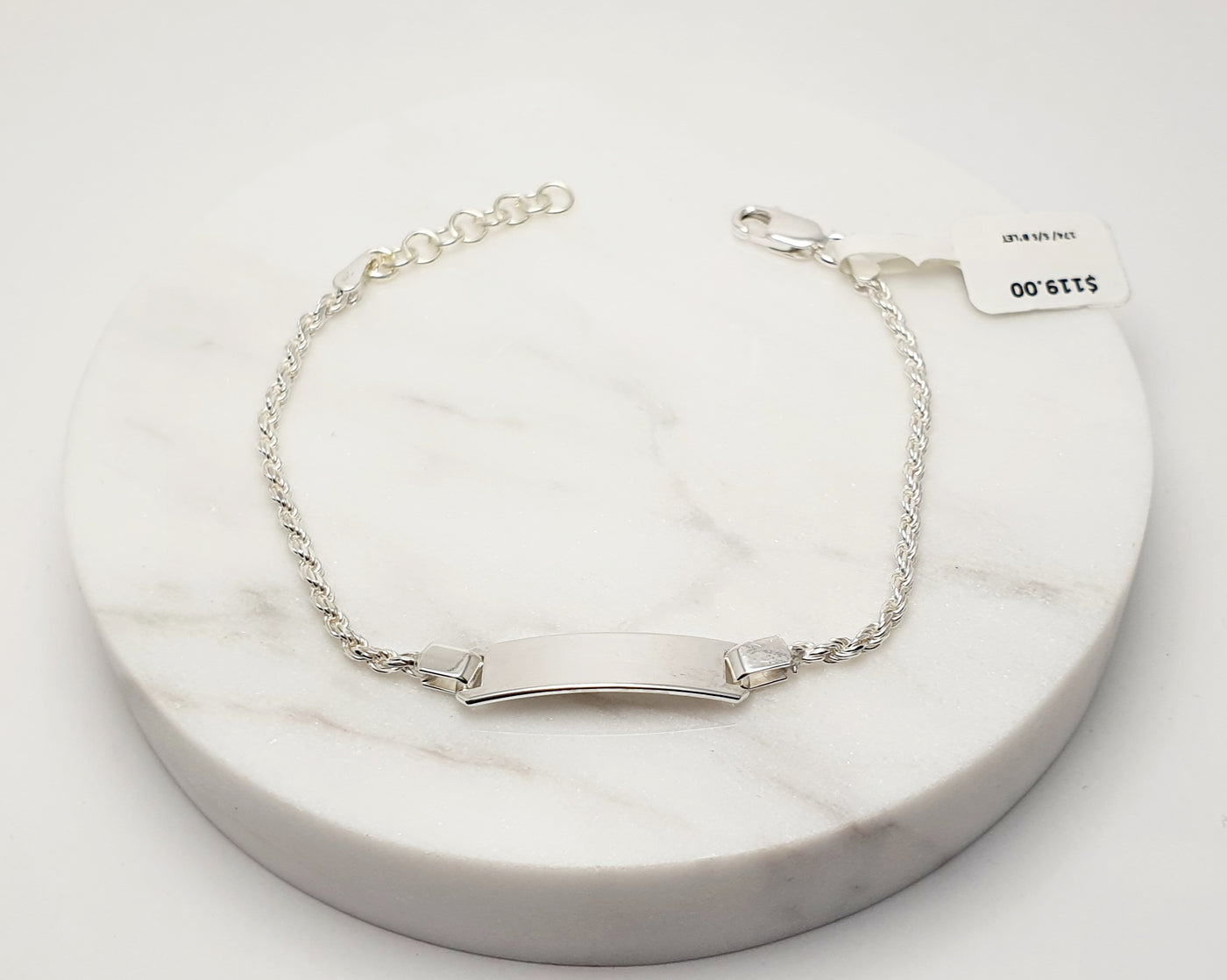 Sterling Silver Baby Bracelet With Id Plate