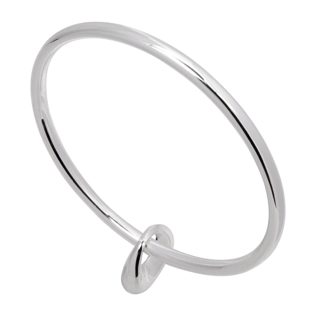 Najo 4mm Silver Hollow-Tube Bangle With 20mm Puff Triangle Charm, 64mm I.D.