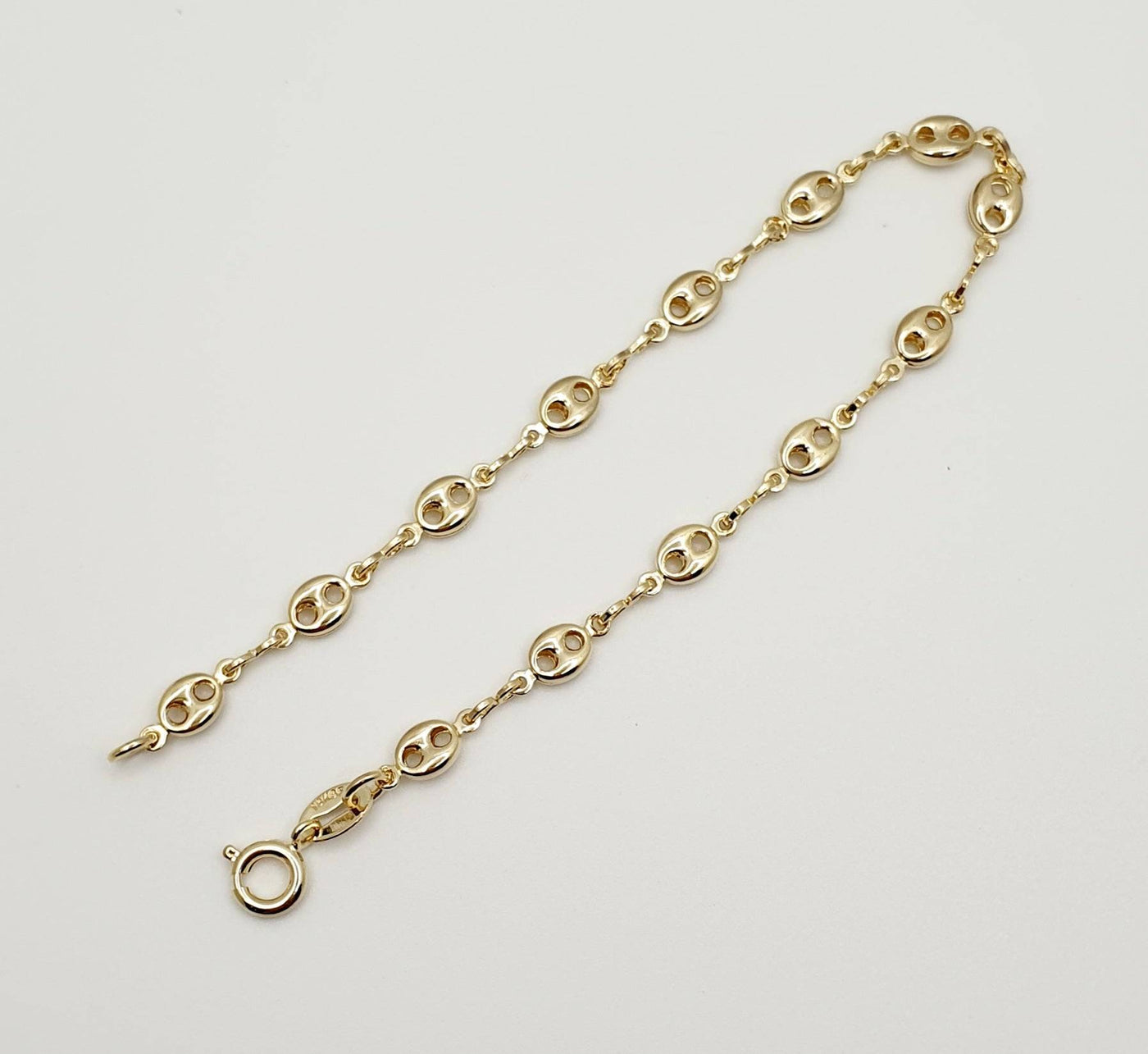 18K Gold, Filled, Fancy Puff Link Bracelet 18.5cm