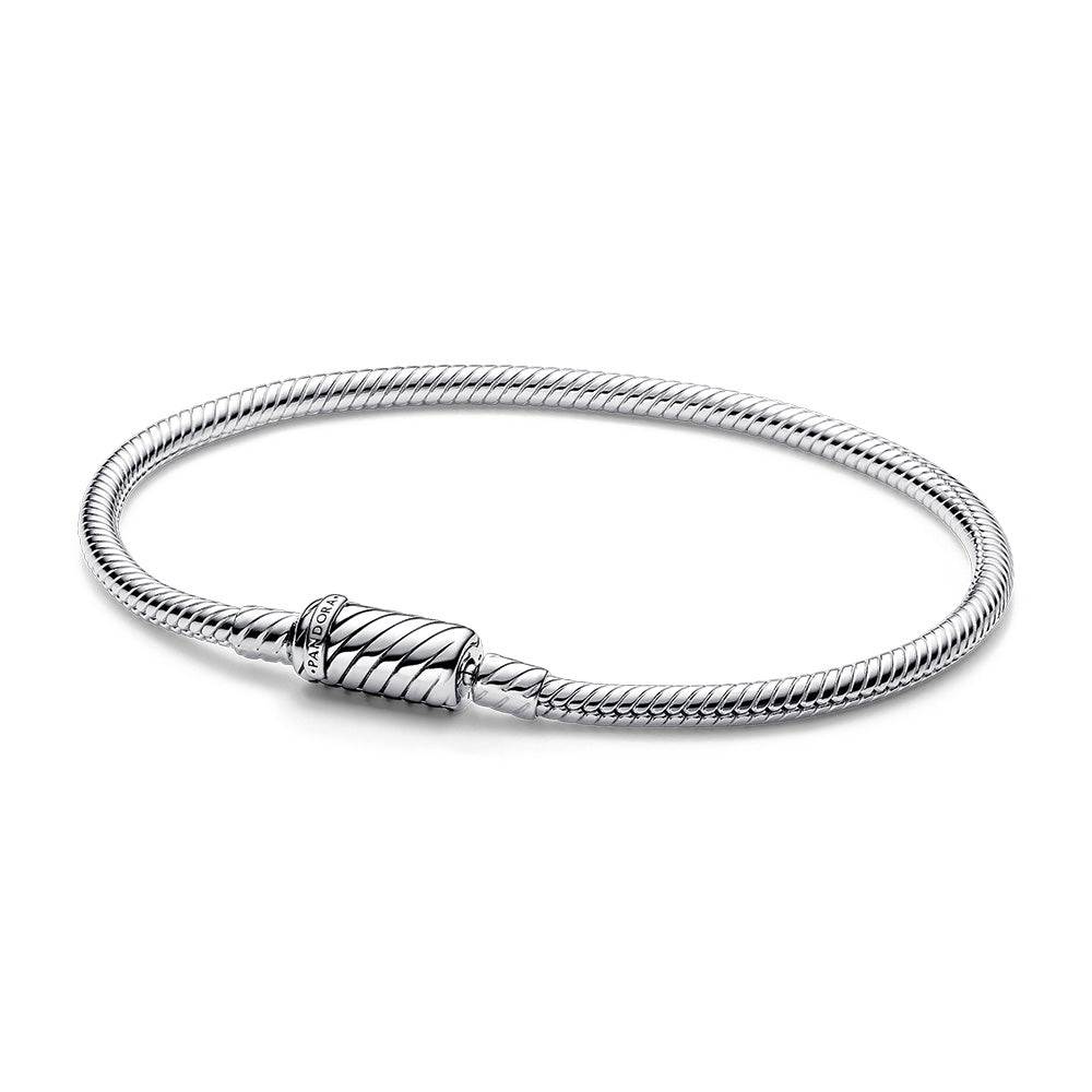 PANDORA Snake chain sterling silver bracelet with magnetic clasp 19CM