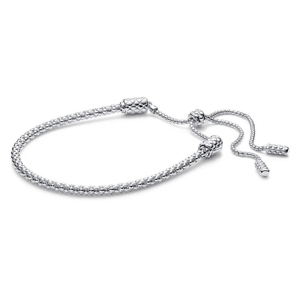Studded Chain Sterling Silver Adjustable Size Sliding Bracelet