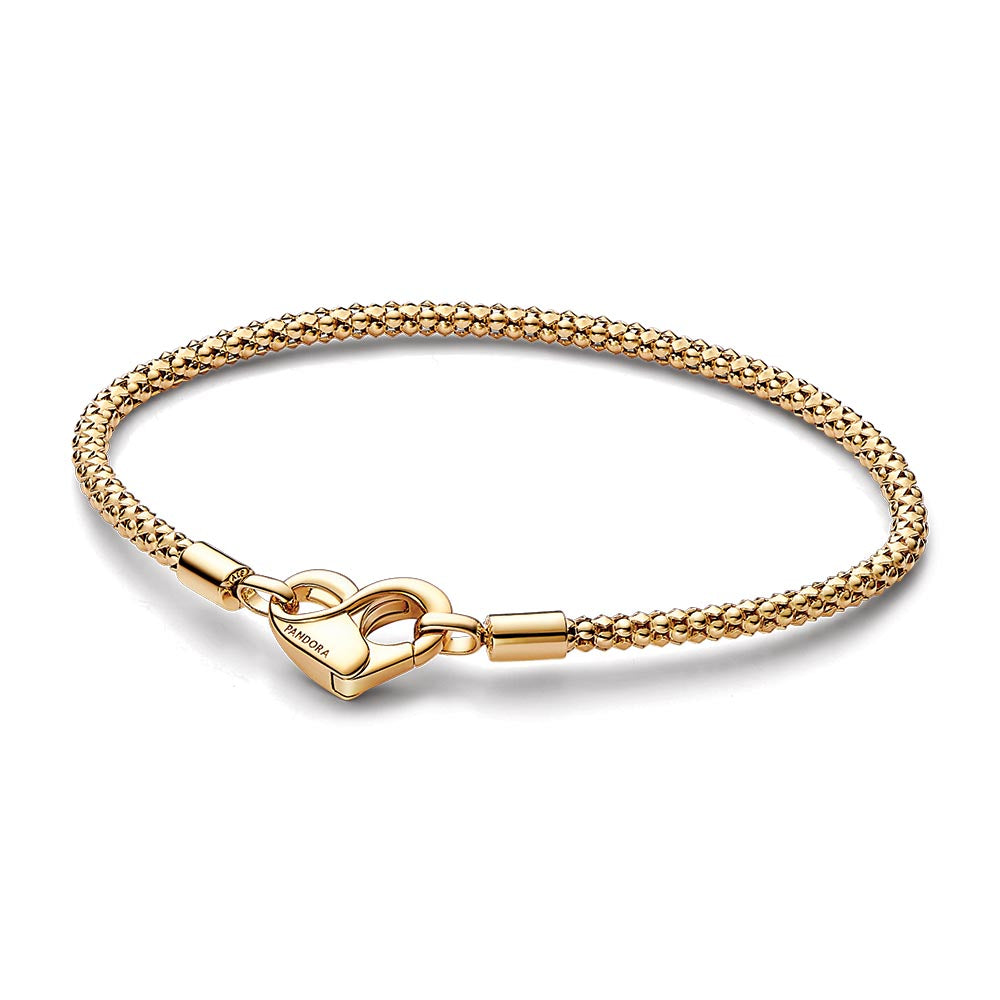 Studded chain 14k gold-plated bracelet with heart clasp 19cm